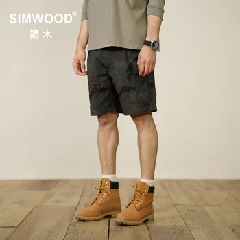 SIMWOOD 2022 Летние новые камуфляжные шорты Мужские Оверсайз с несколькими карманами из 100% хлопка, шорты-карго SL220244