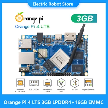 Orange Pi 4 LTS 3GB LPDDR4 + 16GB EMMC Rockchip RK3399-T, Поддерживает Wifi + BT5.0, гигабитный Ethernet, Работает под управлением ОС Android, Ubuntu, Debian