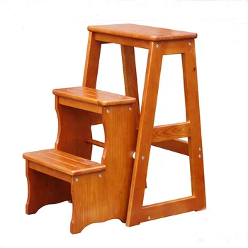 бытовая многофункциональная стремянка из массива дерева, деревянный стул-стремянка