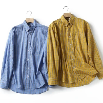 Клетчатая блузка Jenny & Dave с длинным рукавом S-XL, японская простая повседневная рубашка, мужские топы