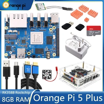 Orange Pi 5 Plus RK3588 8 ГБ оперативной памяти, 8-Ядерный 64-разрядный 2,5 G Двойной Ethernet-порт, Единый бортовой компьютер под управлением ОС Android Ubuntu Debian