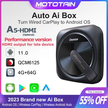 Ownice A5 HDMI Беспроводной Carplay AI Box Android box Android Автоматическая Навигация для Youtube Netflix Ford Kia Peugeot Audi Benz Mazda