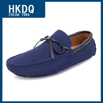HKDQ, Большие размеры 38-48, Летние Модные Удобные Мужские Кожаные Лоферы, Дышащие Нескользящие мужские Лоферы, Легкая мужская обувь для вождения