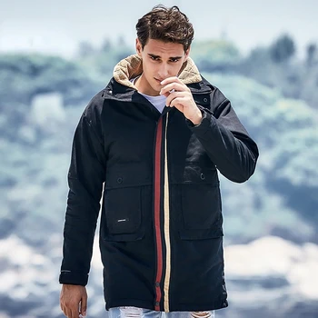 Мужская плюшевая теплая хлопковая куртка средней длины с капюшоном, комбинезон с несколькими карманами, мужская уличная ветрозащитная теплая одежда для альпинизма Ropa