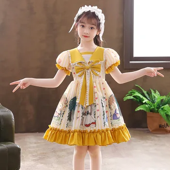 Японское детское платье в стиле Лолиты для девочек, Рождественское платье для Косплея, Элегантное Праздничное платье принцессы, вечернее платье для детей-подростков, платье