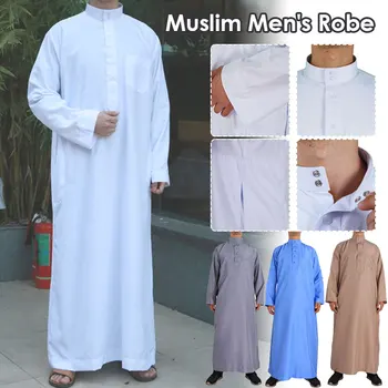 Модные Мужские Мусульманские Халаты Арабская Исламская Одежда Eid Men Jubba Thobe Abaya Abayas Саудовская Аравия Джалабият Рамадан Исламское Платье