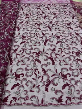 Африканская Кружевная ткань с блестками 2023, Высококачественный Кружевной материал ручной работы из бисера, Нигерийская французская сетчатая кружевная ткань для свадебной вечеринки