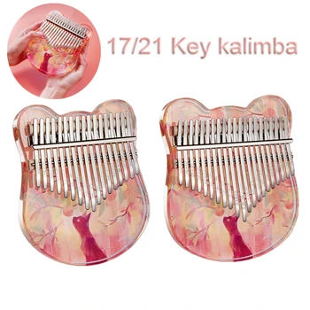 17/21 Клавиш Kalimba с Росписью Кристаллами Lucky Cat Thumb Piano Mbira с футляром для хранения EVA Подарок для инструмента