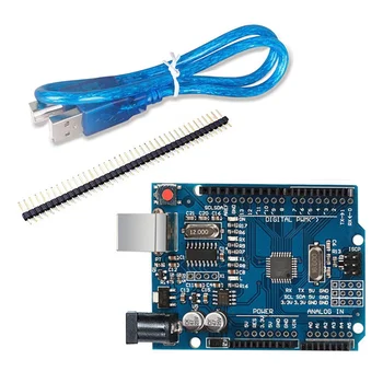 Для Arduino UNO R3 Плата разработки ATMEGA328P Совместимый модуль микроконтроллера Материнская плата с кабелем