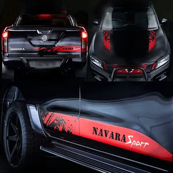 Sport 4x4 Красная наклейка на боковой капот с наклейкой на боковой юбке крышки багажника Виниловое графическое оформление для Nissan Navara