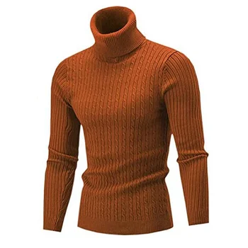 Мужской свитер с высоким воротом, осенне-зимний мужской свитер с высоким воротом, теплый вязаный свитер, сохраняющий тепло, мужской джемпер