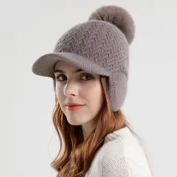 Бейсболка COKK, Зимние шапки для женщин, Вязаная шапочка, Утолщенная защита ушей, Женская шапочка, защита от холода, сохраняющая тепло, Новая