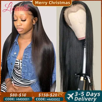 HD прозрачный парик из натуральных волос на кружеве, прямые парики из человеческих волос на кружеве, 13x4, предварительно выщипанные свободные части, прямые парики из человеческих волос для женщин