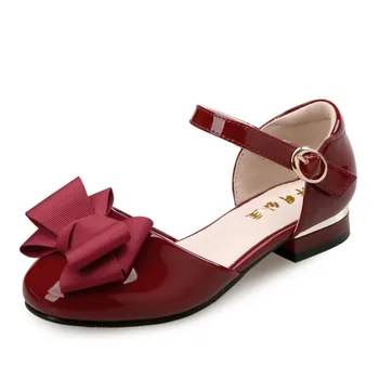 Обувь для девочек 2023 года; Высококачественная Японская обувь Принцессы на плоской подошве из лакированной кожи; Кожаные туфли с кристаллами и узлами-бабочками для девочек;