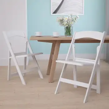 Складной стул Flash Furniture Hercules™ - Белая смола - 2 упаковки весом 1000 фунтов, Удобное кресло для проведения мероприятий - Light Weig