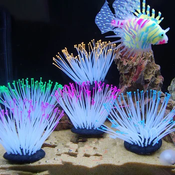 Силиконовые Искусственные Рыбы Подводные Фонари Аквариум Коралловые растения Подводный Водный свет Сорняки Декорации Светящийся Морской Конек