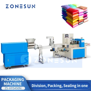 ZONESUN Машина для горизонтальной расфасовки пластилинового герметика с горизонтальным потоком, Автоматическая подача, Резка, Герметизация упаковки ZS-HYS450N