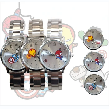 Новые детские часы Disney с Человеком-пауком, водонепроницаемые мультяшные часы из нержавеющей стали для детей, кварцевые наручные часы для мальчиков, Прямая поставка