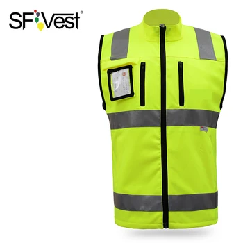 SFVest, Светоотражающий жилет безопасности с высокой Видимостью, Светоотражающий жилет с несколькими карманами, Рабочая одежда, Предупреждение о безопасности, Жилет безопасности