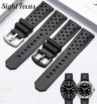 Силиконовый гелевый ремешок для часов TAG_Heuer WAZ2113, ремешок для часов, перфорированные резиновые силиконовые ремни, Водонепроницаемые мужские браслеты