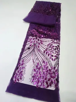 Роскошная Африканская Кружевная ткань с 3D цветочным бисером 2023, Новая Свадебная Кружевная ткань, Французская сетка с вышивкой пайетками, Тюлевое кружево для вечернего платья