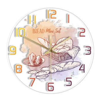 КРАСИВЫЕ Прозрачные Настенные часы В Тематике французского Хлеба, цветные Немой Акриловые часы, Декоративные настенные часы для Пекарни