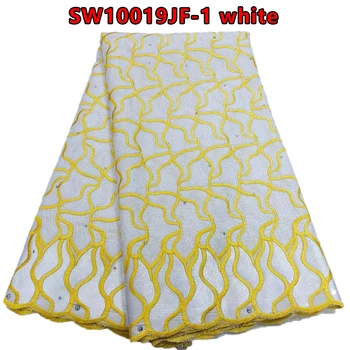 2023 Красивая вышивка Швейцарская Вуалевая ткань Хлопчатобумажный Текстиль Африканские Кружевные ткани Нигерийские SW10019JF